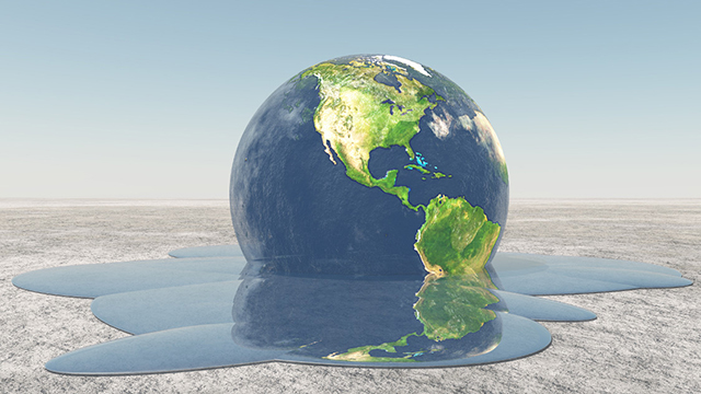 A difital rendering of the earth melting.